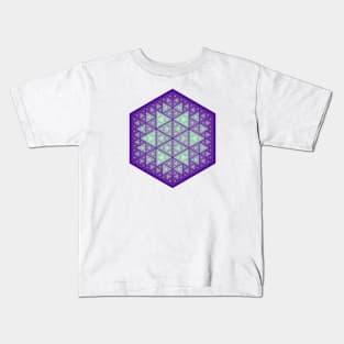 Purple turquoise teal Sierpinski hexagon star Kids T-Shirt